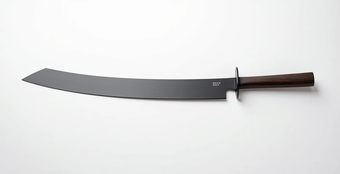 Cross-section view of yanagiba blade showing single bevel geometry and concave back